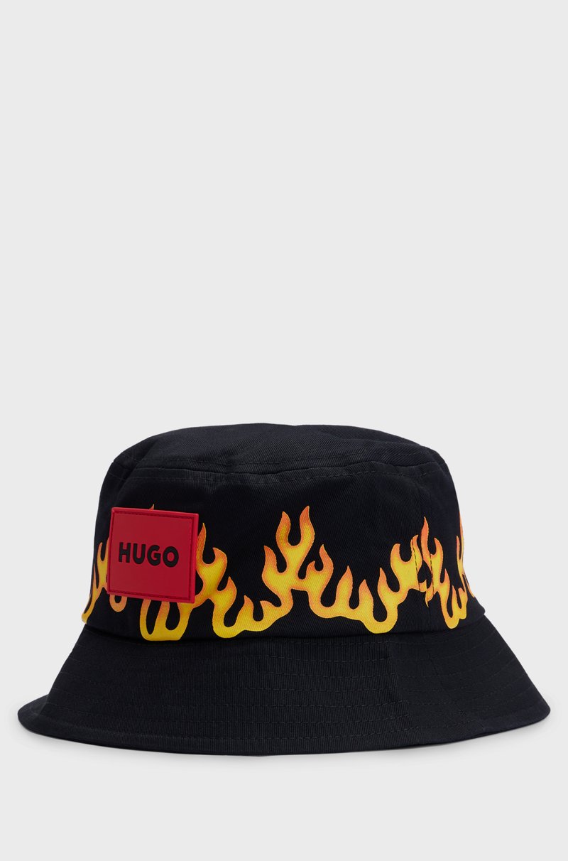 Hugo Boss Gorro De Pescador Para Niños En Lona De Algodón Con Ilustración De Llamas