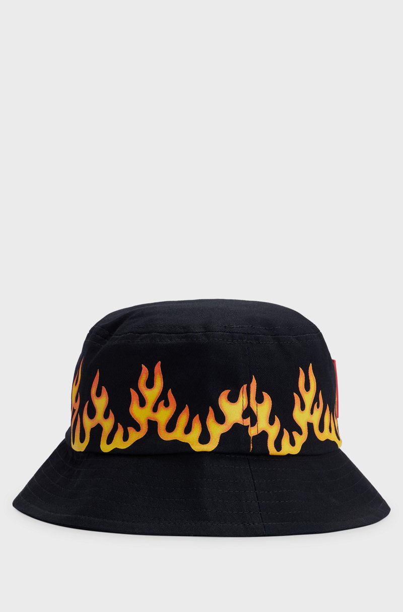 Hugo Boss Gorro De Pescador Para Niños En Lona De Algodón Con Ilustración De Llamas