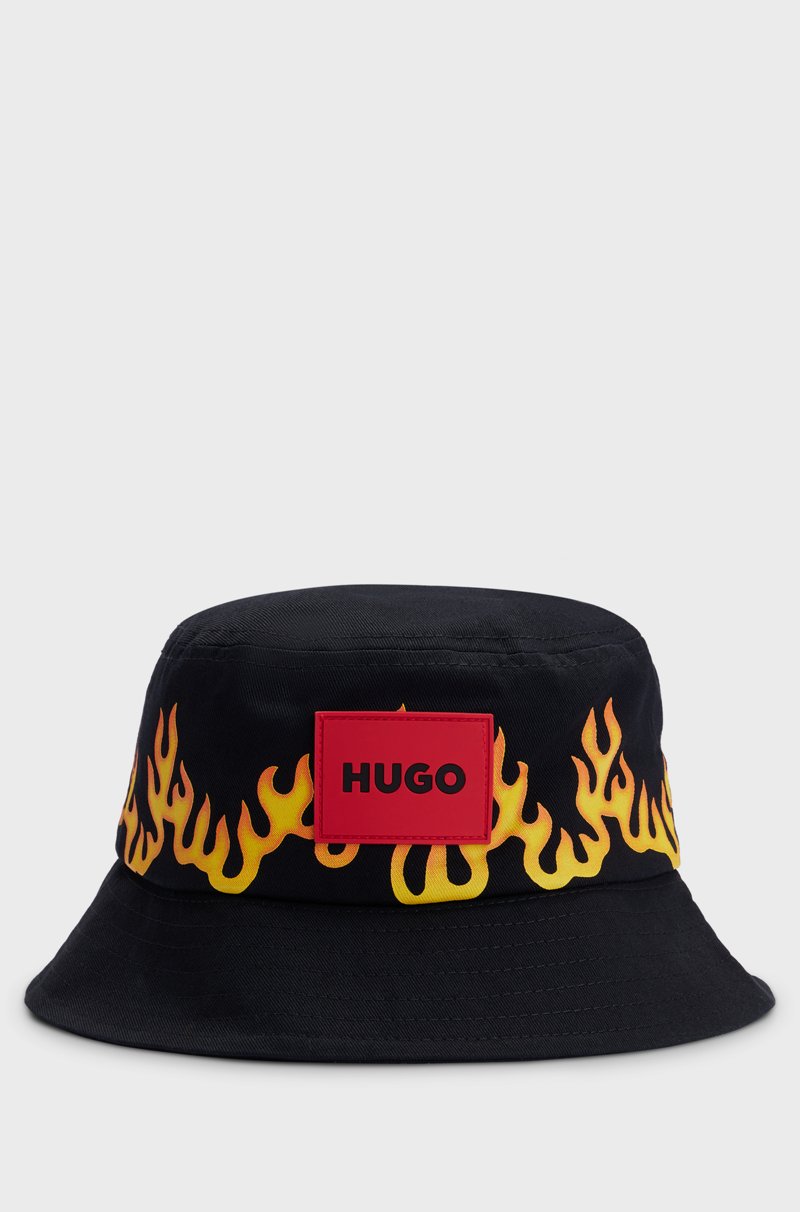 Hugo Boss Gorro de pescador para niños en lona de algodón con ilustración de llamas