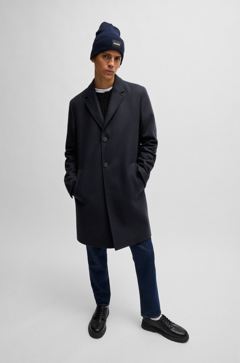 Hugo Boss Gorro De Punto De Algodón Con Etiqueta Con Logo