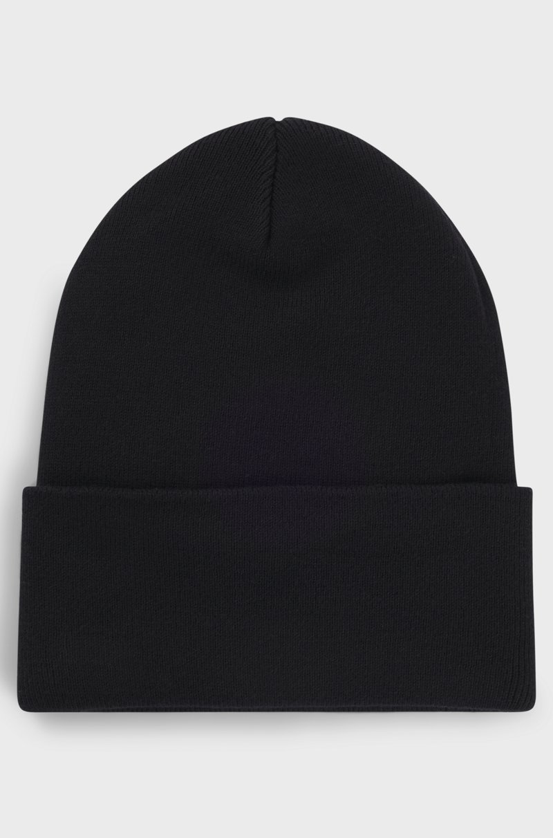 Hugo Boss Gorro De Punto De Algodón Con Etiqueta Con Logo