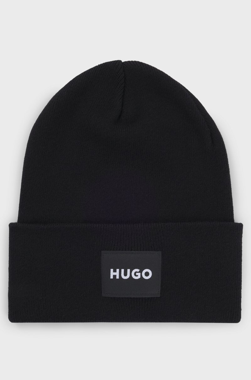 Hugo Boss Gorro de punto de algodón con etiqueta con logo