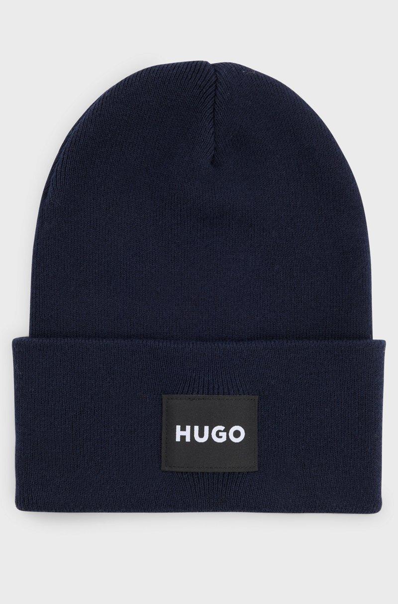 Hugo Boss Gorro de punto de algodón con etiqueta con logo
