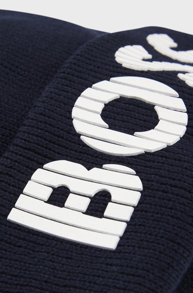 Hugo Boss Gorro De Punto De Algodón Para Niños Con Logo De Efecto De Goma