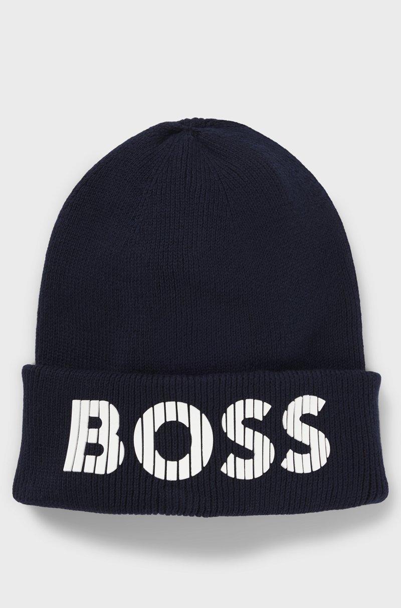 Hugo Boss Gorro de punto de algodón para niños con logo de efecto de goma
