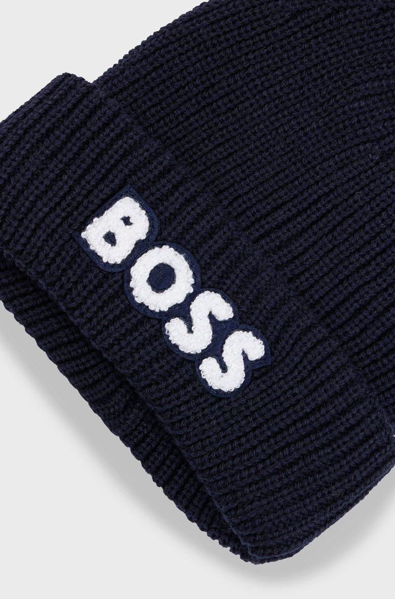 Hugo Boss Gorro De Punto De Doble Capa Para Niños Con Detalle De La Marca En Felpa