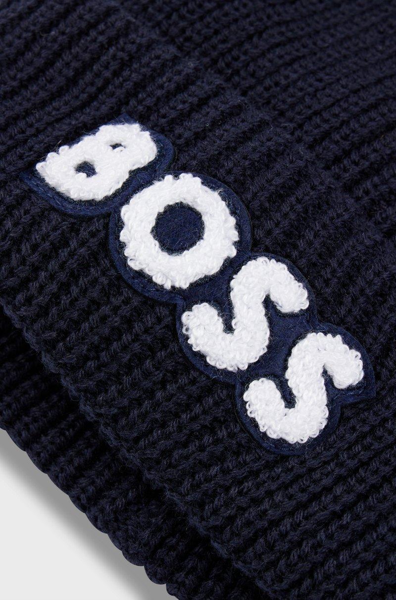 Hugo Boss Gorro De Punto De Doble Capa Para Niños Con Detalle De La Marca En Felpa