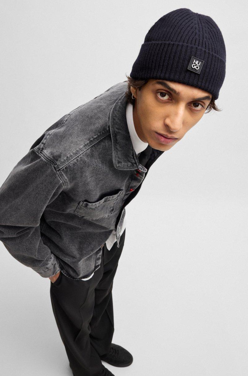 Hugo Boss Gorro De Punto De Lana Virgen Con Detalle De Logo Apilado