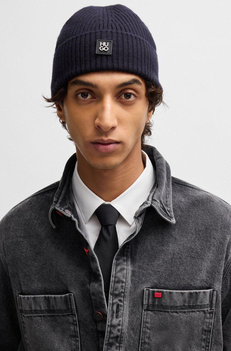 Hugo Boss Gorro De Punto De Lana Virgen Con Detalle De Logo Apilado