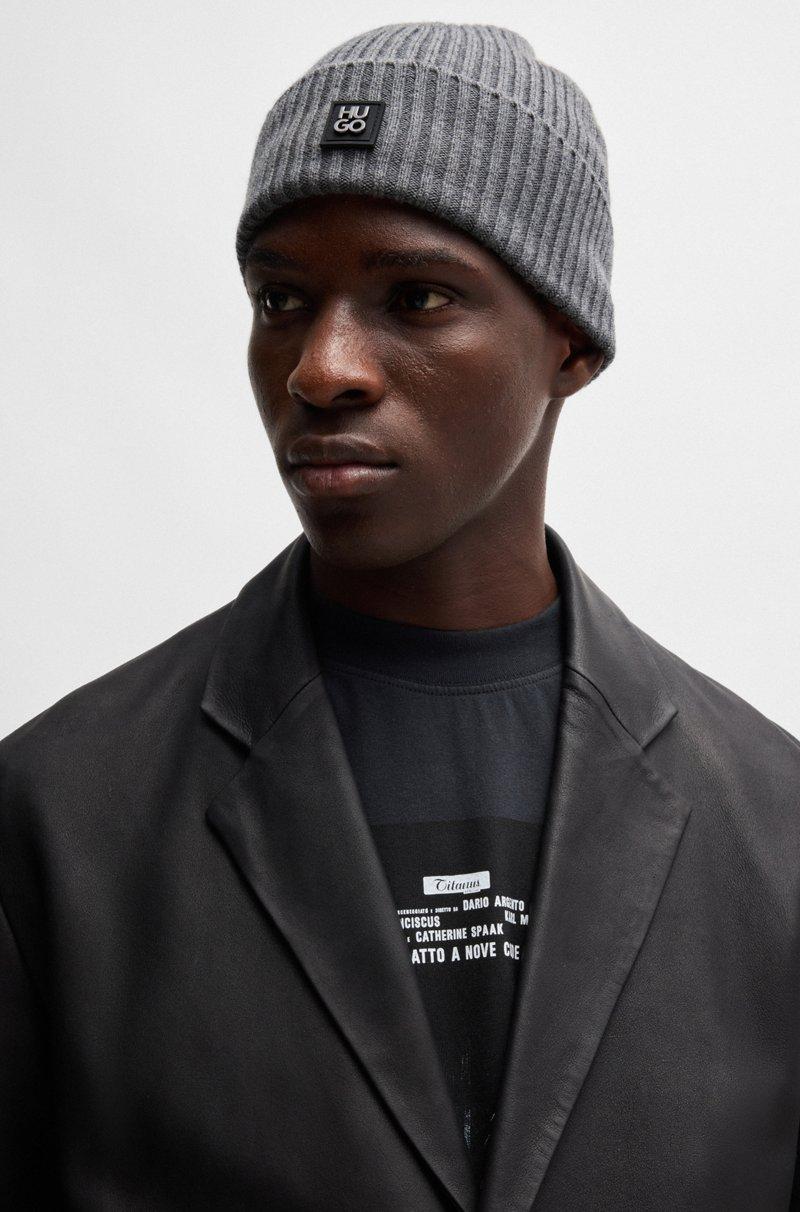 Hugo Boss Gorro De Punto De Lana Virgen Con Detalle De Logo Apilado