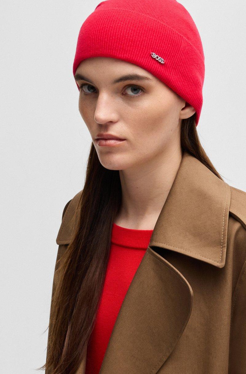 Hugo Boss Gorro De Punto De Lana Y Cashmere Con Ribete De Logo