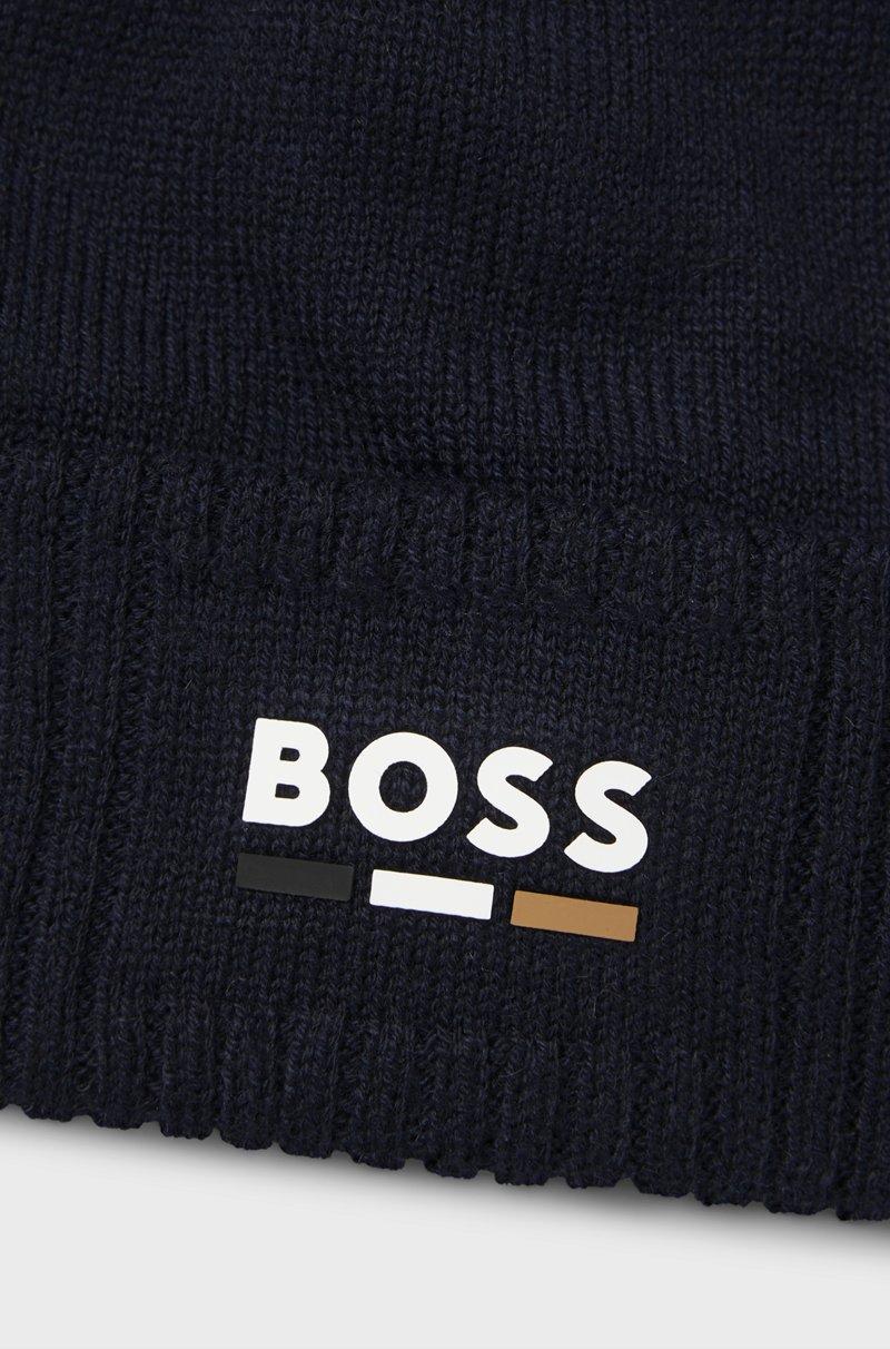 Hugo Boss Gorro De Punto En Algodón Para Niños Con Logo De Efecto De Goma