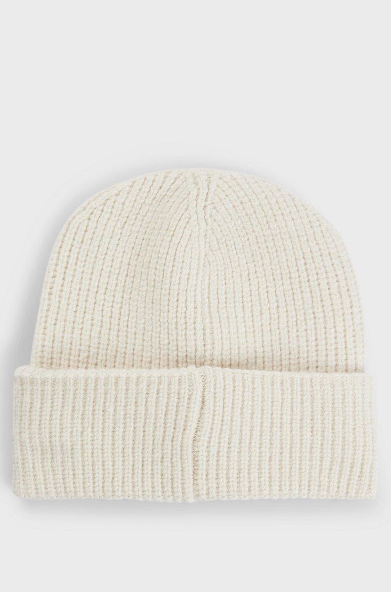 Hugo Boss Gorro De Punto En Canalé Con Logo Caligrafiado Bordado