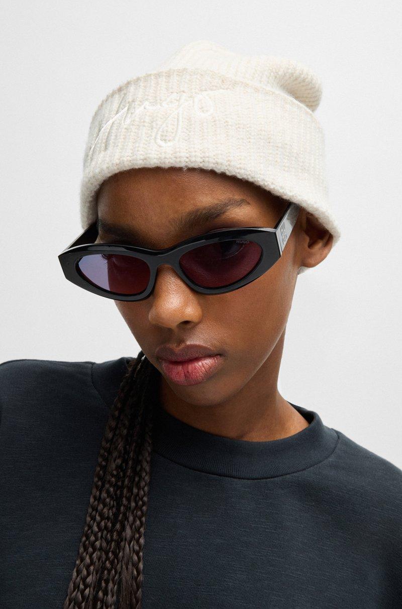 Hugo Boss Gorro De Punto En Canalé Con Logo Caligrafiado Bordado