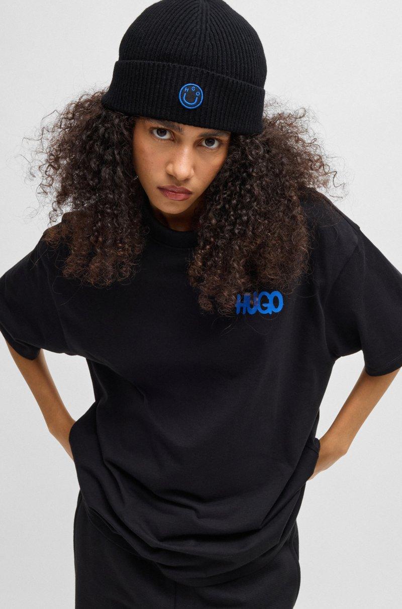 Hugo Boss Gorro De Punto En Mezcla De Lana Con Insignia De Logo Happy HUGO