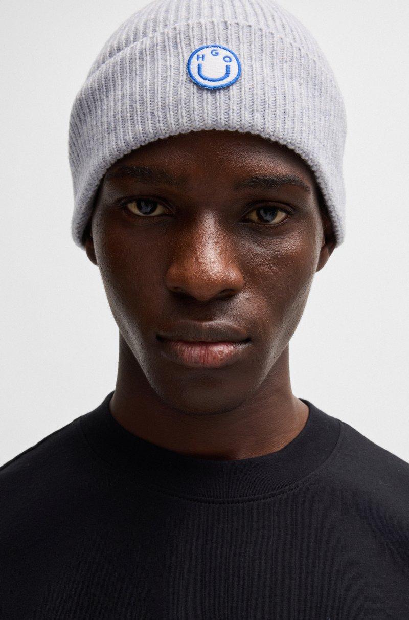 Hugo Boss Gorro De Punto En Mezcla De Lana Con Insignia De Logo Happy HUGO