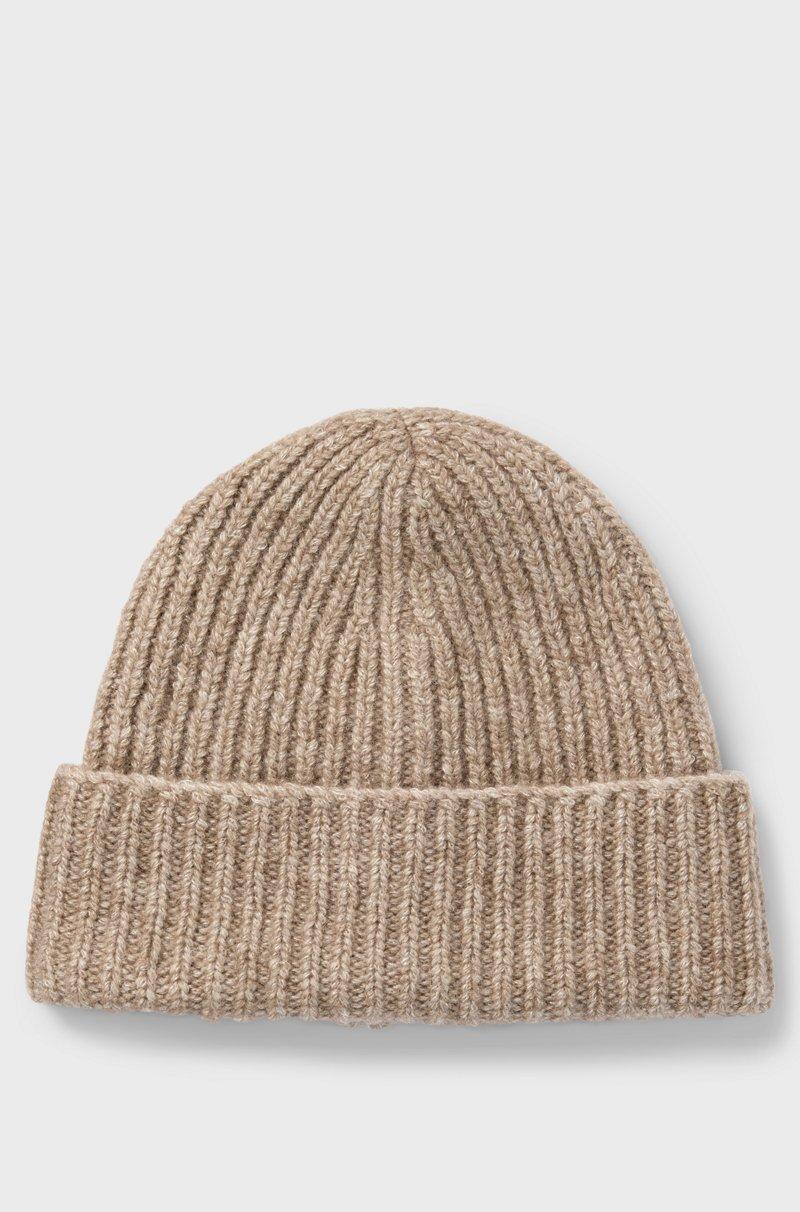 Hugo Boss Gorro de punto grueso en mezcla de lana de bisonte y seda
