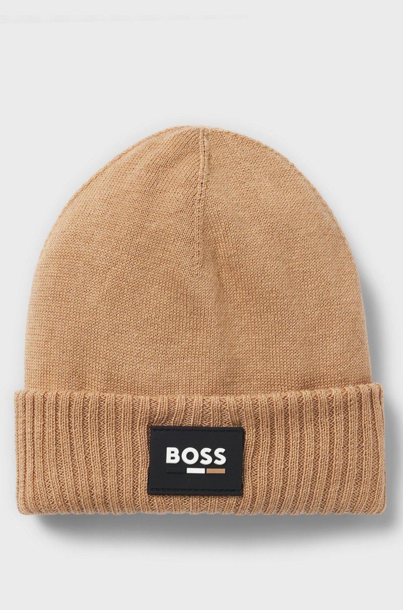Hugo Boss Gorro de punto para niños con etiqueta con logo de silicona