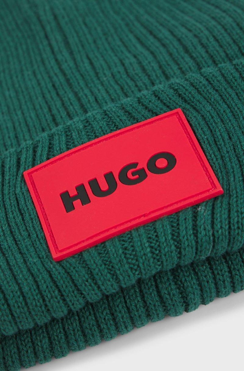 Hugo Boss Gorro De Punto Para Niños Con Etiqueta De Logo Rojo