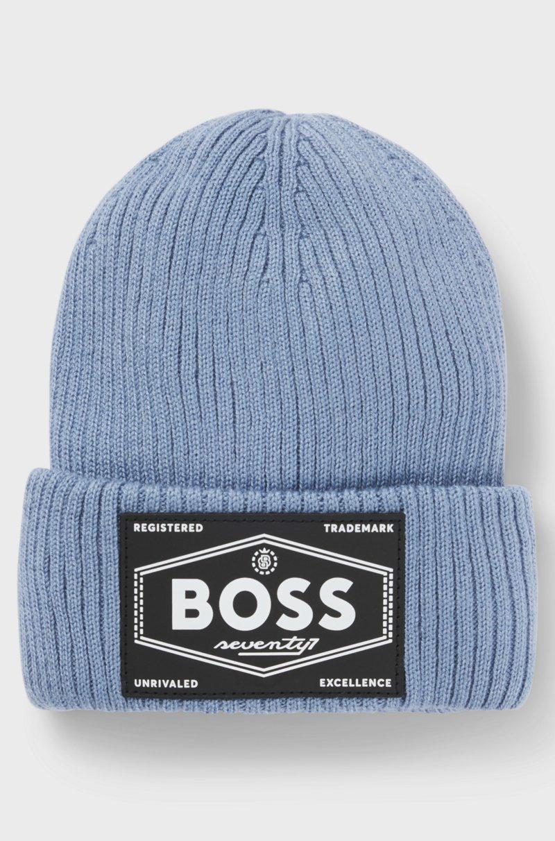 Hugo Boss Gorro de punto para niños con insignia de logo y forro de imitación de piel