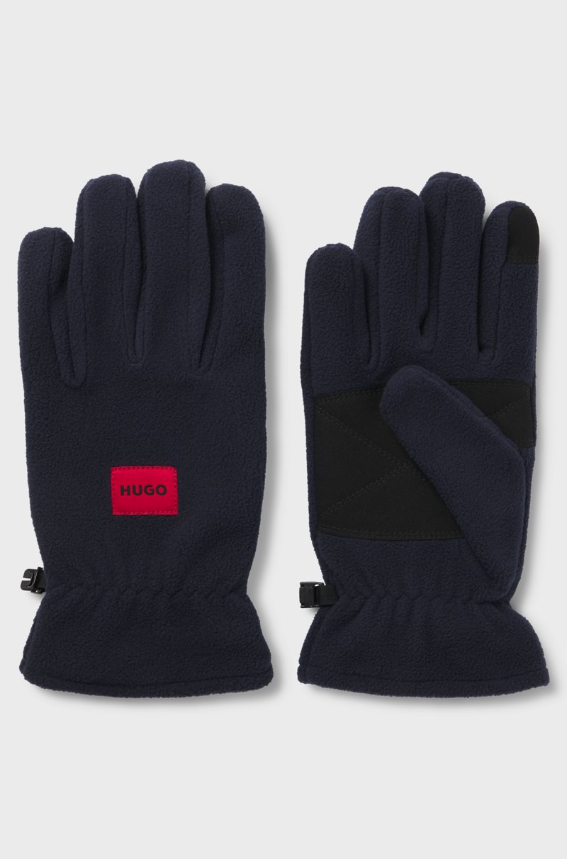 Hugo Boss Guantes de forro polar con etiqueta con logo roja