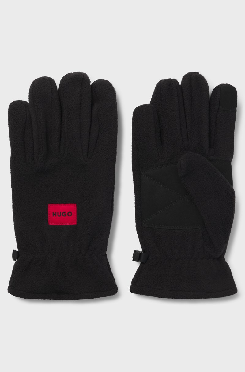 Hugo Boss Guantes de forro polar con etiqueta con logo roja
