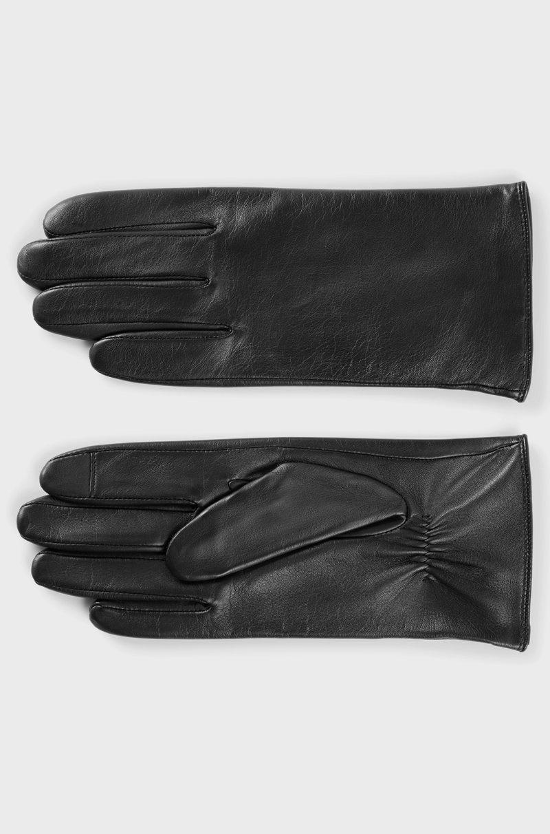 Hugo Boss Guantes De Piel Con Remache Con Logo Y Forro Completo