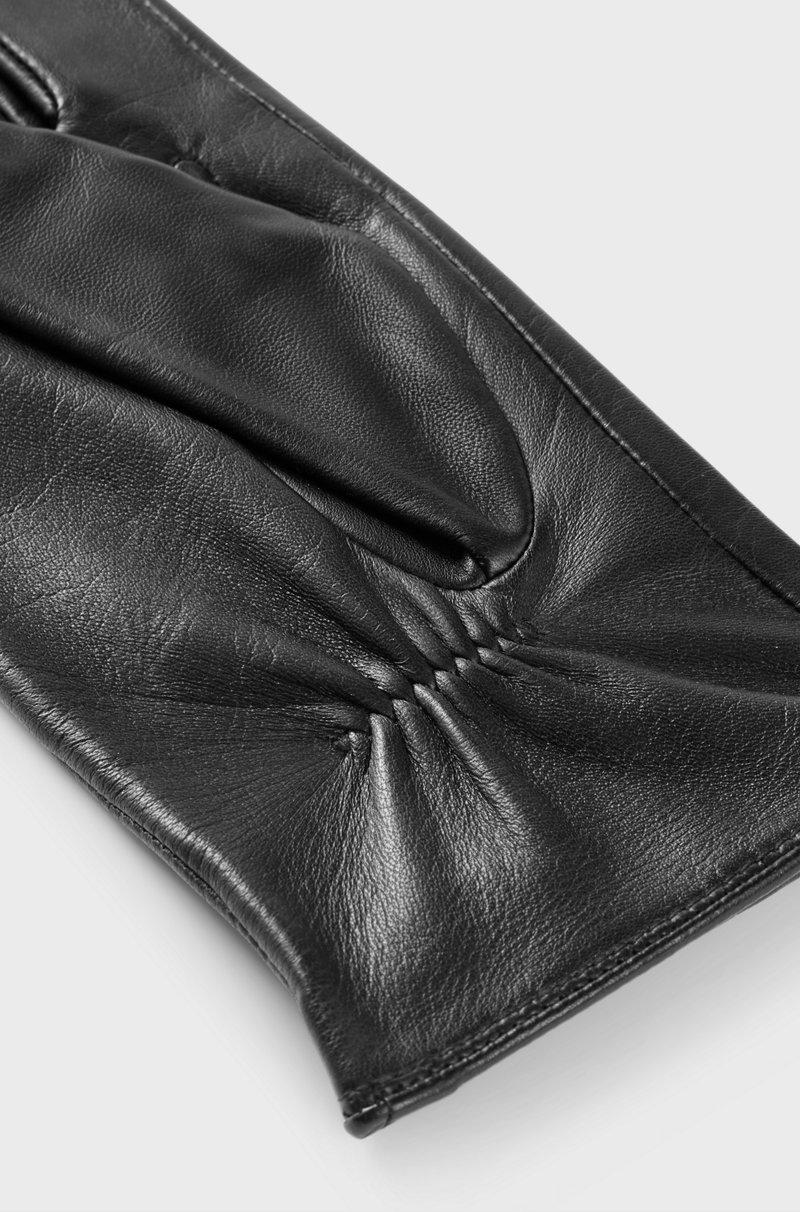 Hugo Boss Guantes De Piel Con Remache Con Logo Y Forro Completo