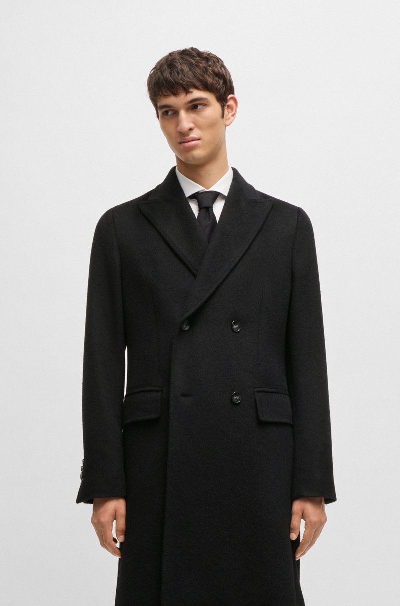 Hugo Boss Abrigo cruzado en mezcla de alpaca
