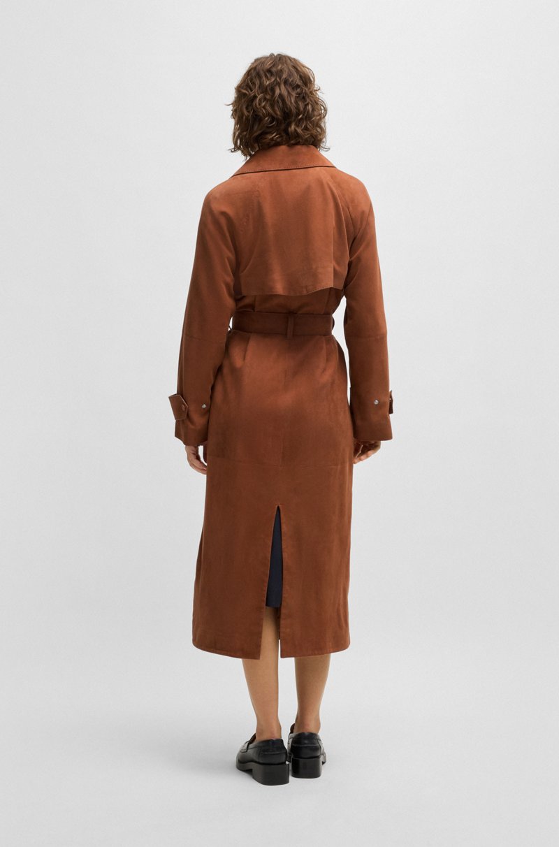 Hugo Boss Abrigo De Piel Nobuk Con Bordes Pintados