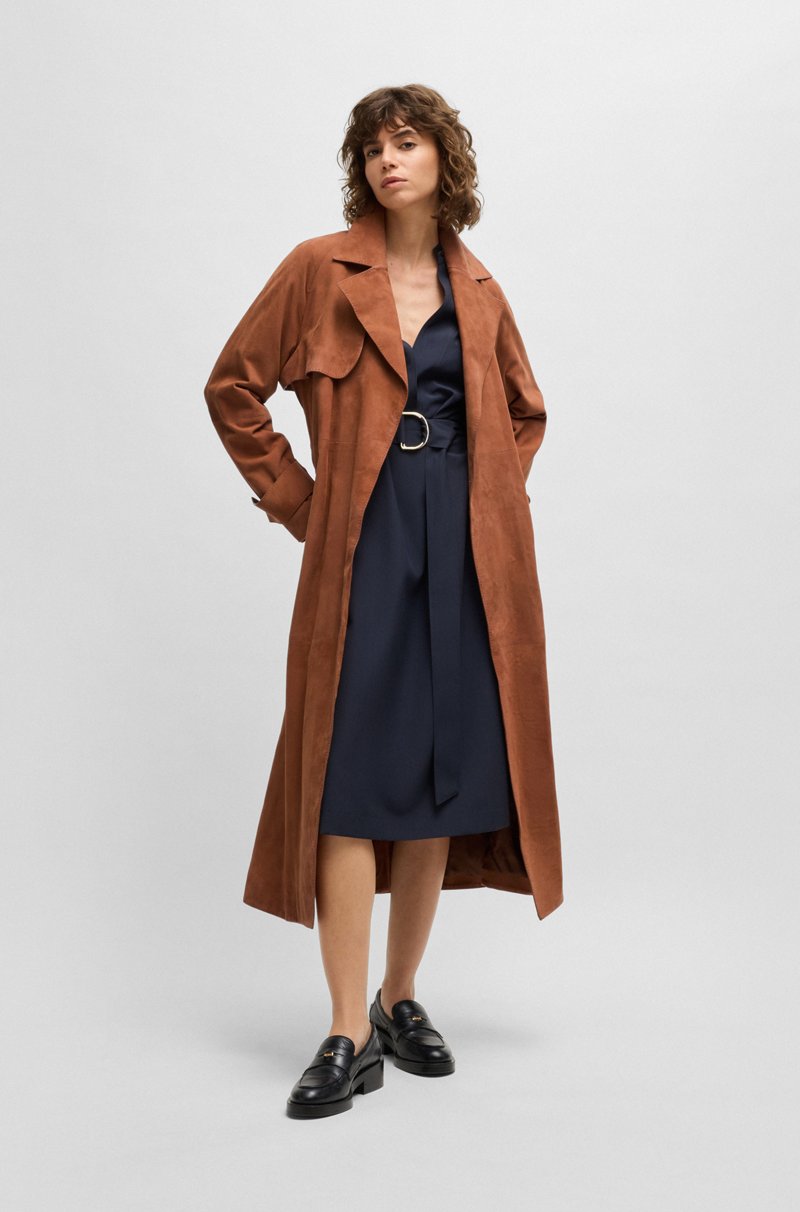 Hugo Boss Abrigo De Piel Nobuk Con Bordes Pintados