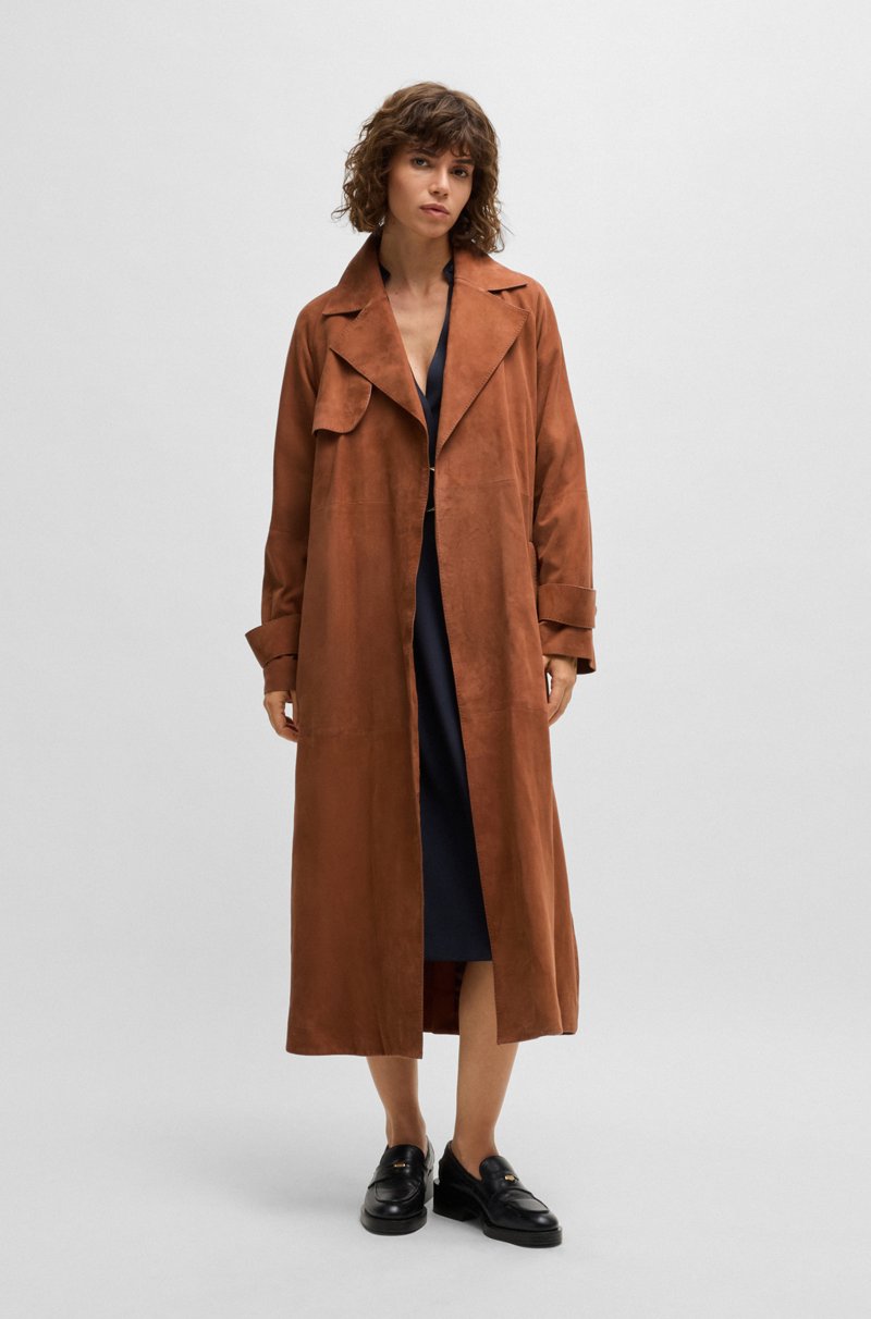 Hugo Boss Abrigo De Piel Nobuk Con Bordes Pintados