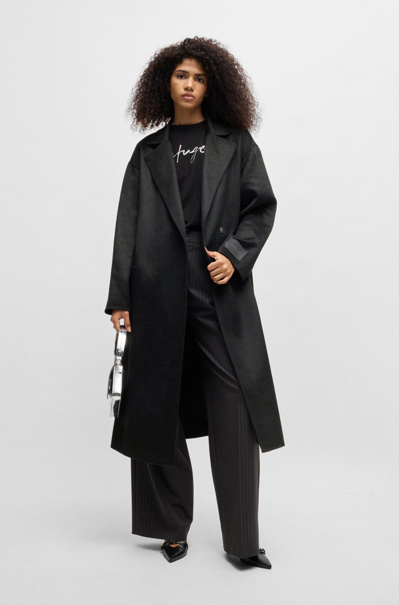 Hugo Boss Abrigo Oversize Fit Con Cinturón Anudado