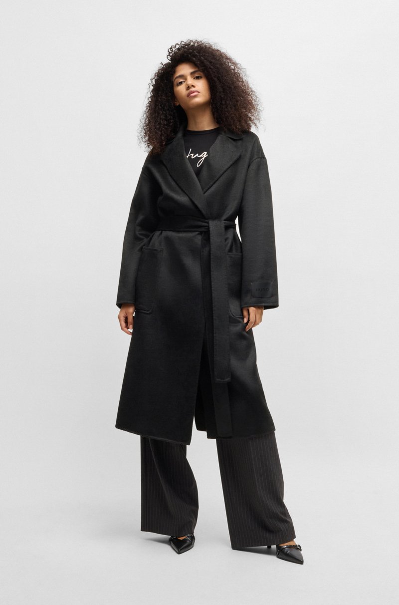 Hugo Boss Abrigo Oversize Fit Con Cinturón Anudado