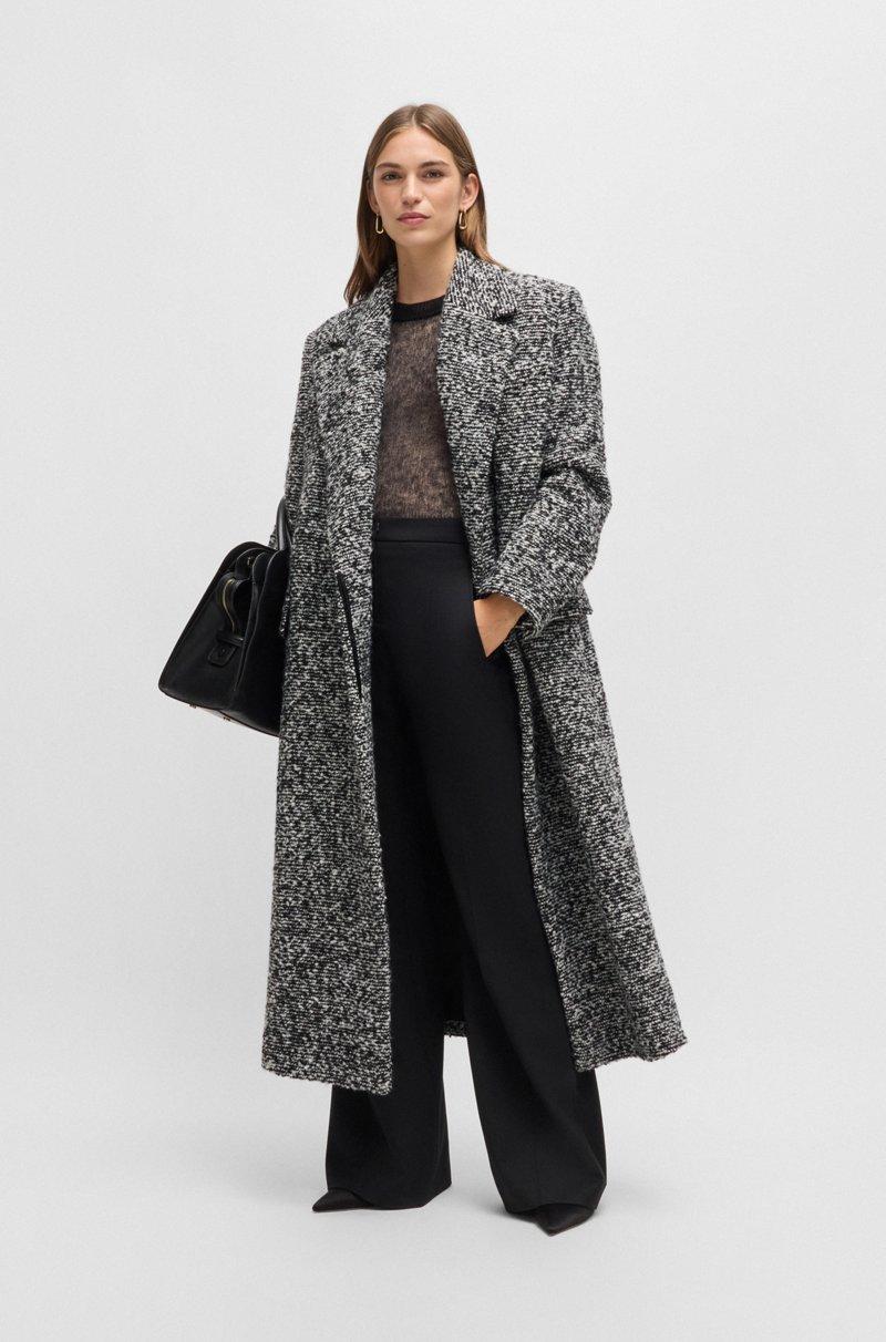 Hugo Boss Abrigo Oversize Fit En Tweed Bouclé