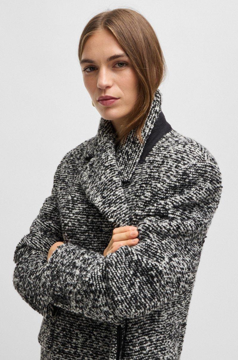 Hugo Boss Abrigo Oversize Fit En Tweed Bouclé