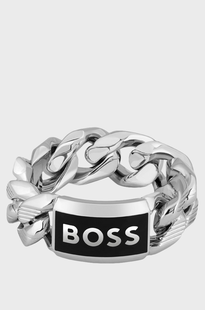 Hugo Boss Anillo de cadena con placa con logo
