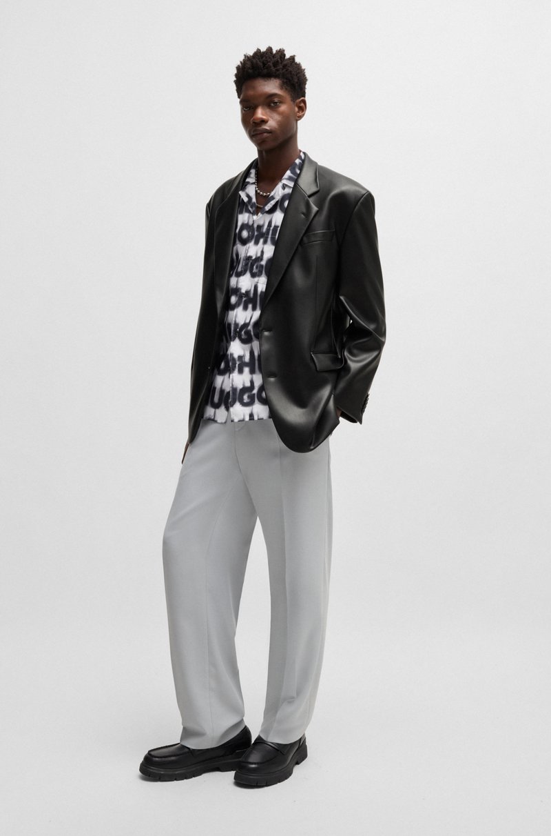 Hugo Boss Blazer Oversize Fit De Piel Sintética