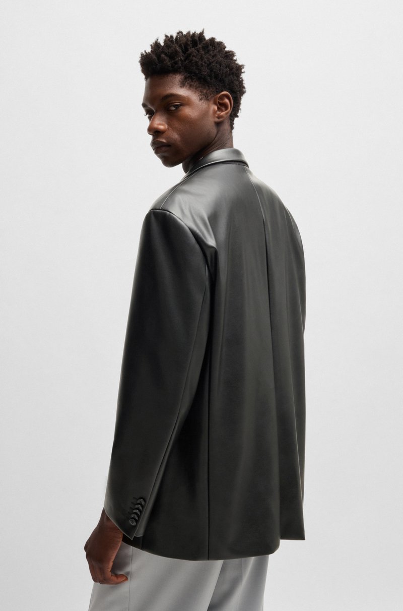 Hugo Boss Blazer Oversize Fit De Piel Sintética
