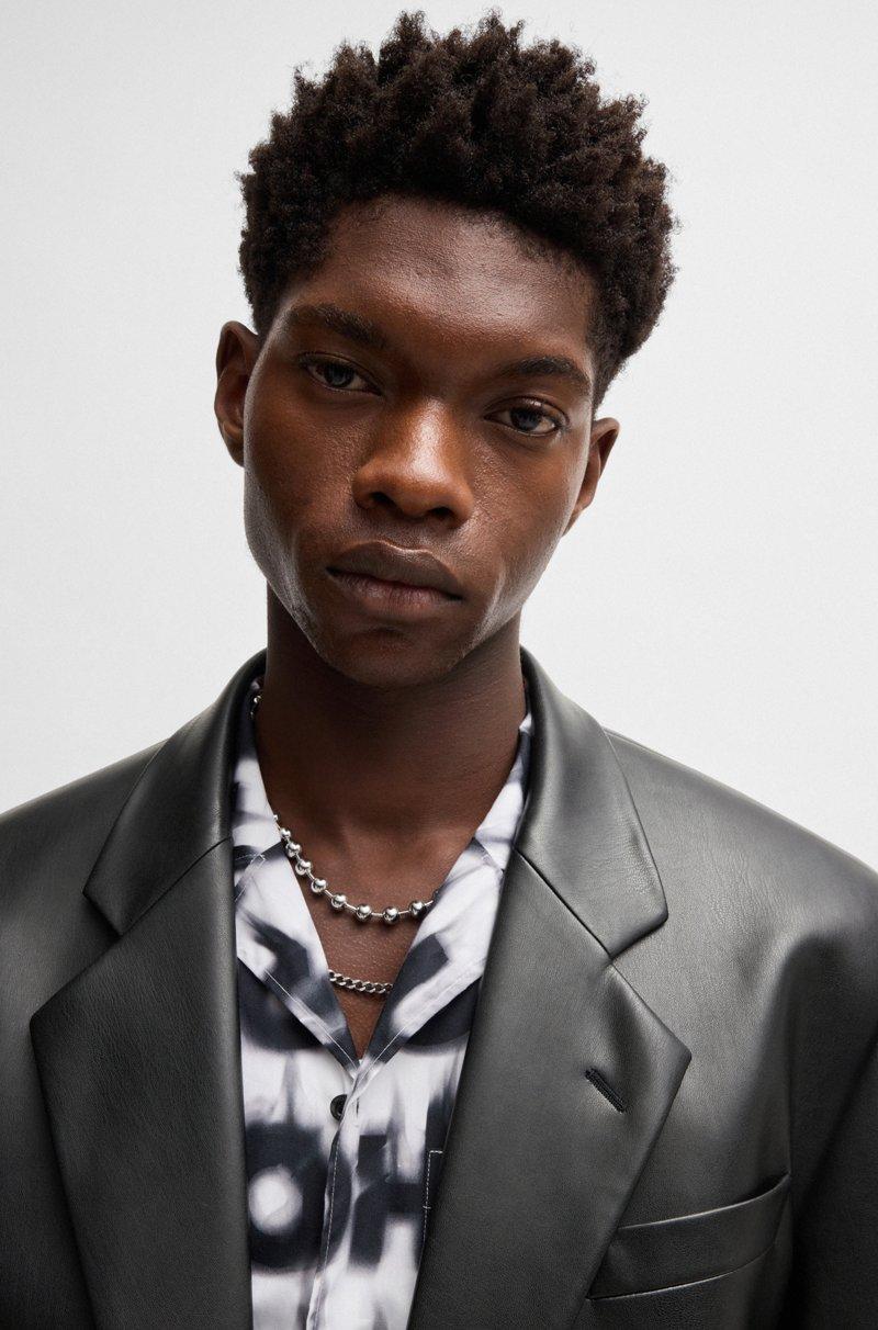 Hugo Boss Blazer Oversize Fit De Piel Sintética