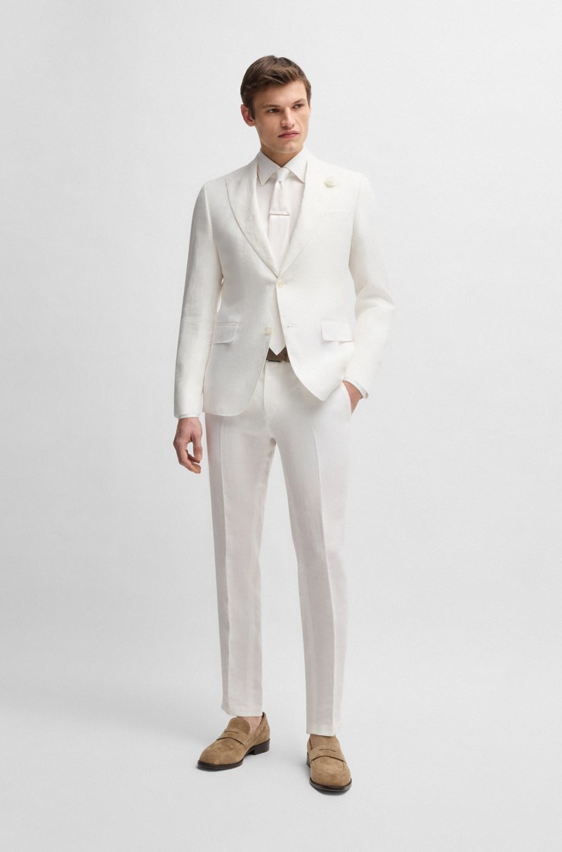 Hugo Boss Blazer Slim Fit En Lona De Lino