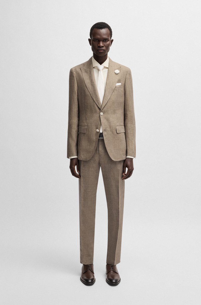 Hugo Boss Blazer Slim Fit En Lona De Lino