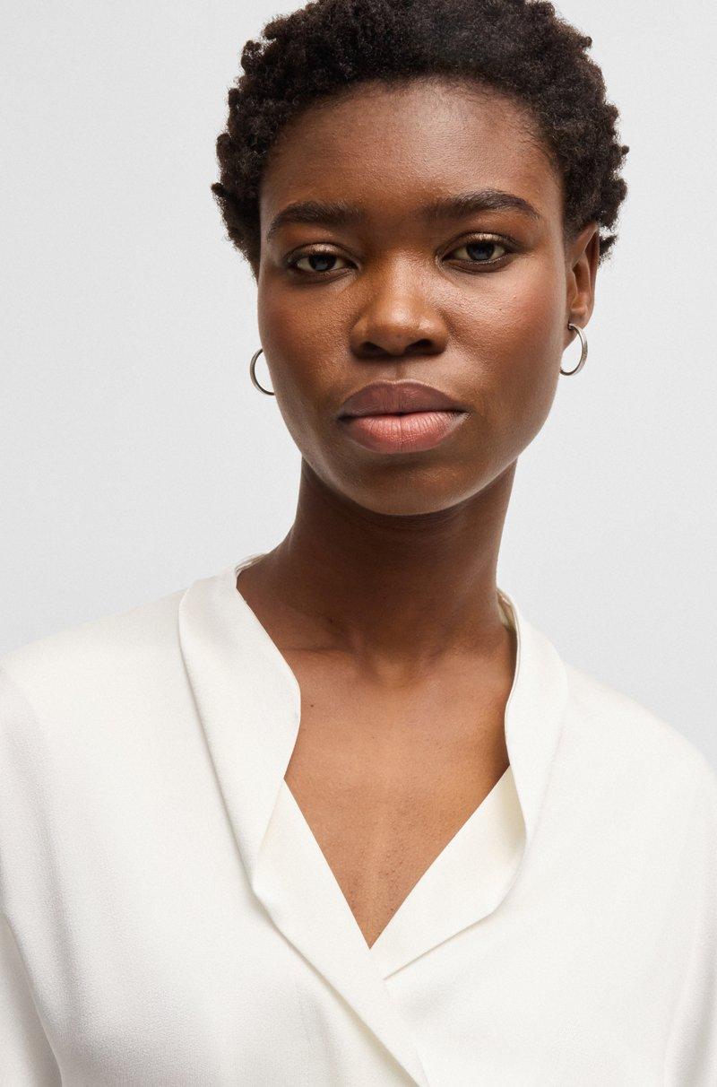 Hugo Boss Blusa Regular Fit Con Escote Drapeado