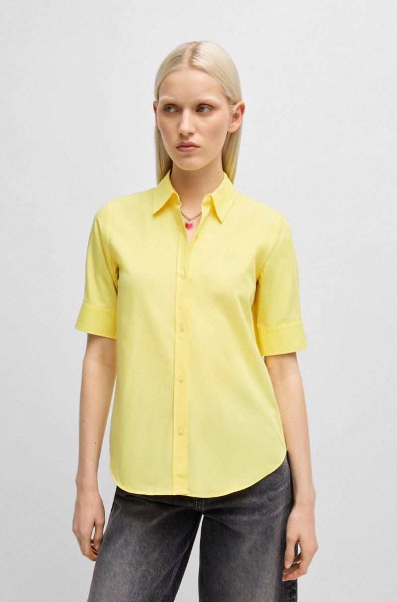 Hugo Boss Blusa regular fit de lona de algodón