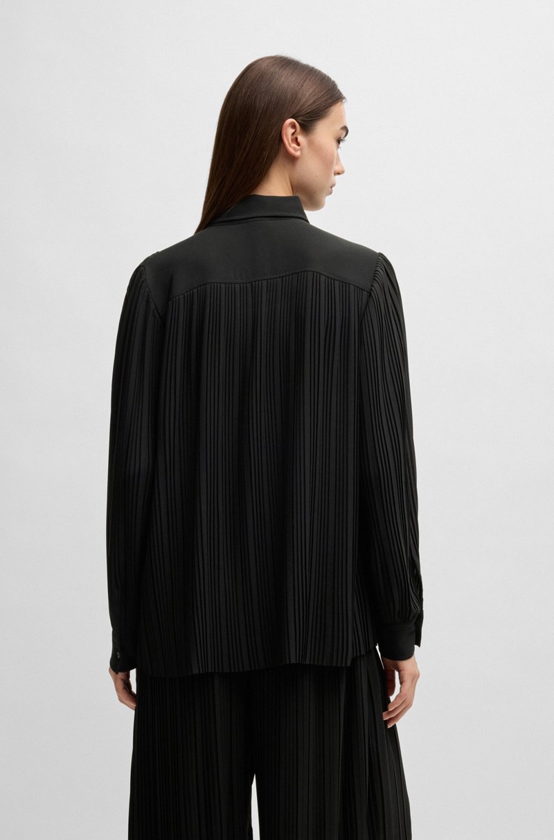 Hugo Boss Blusa Regular Fit En Crepé Plisado