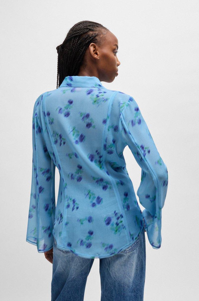 Hugo Boss Blusa Slim Fit Con Estampado De Flores