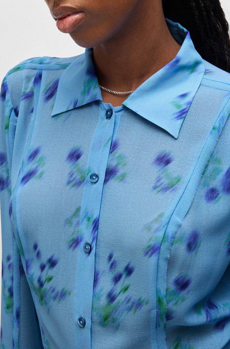 Hugo Boss Blusa Slim Fit Con Estampado De Flores