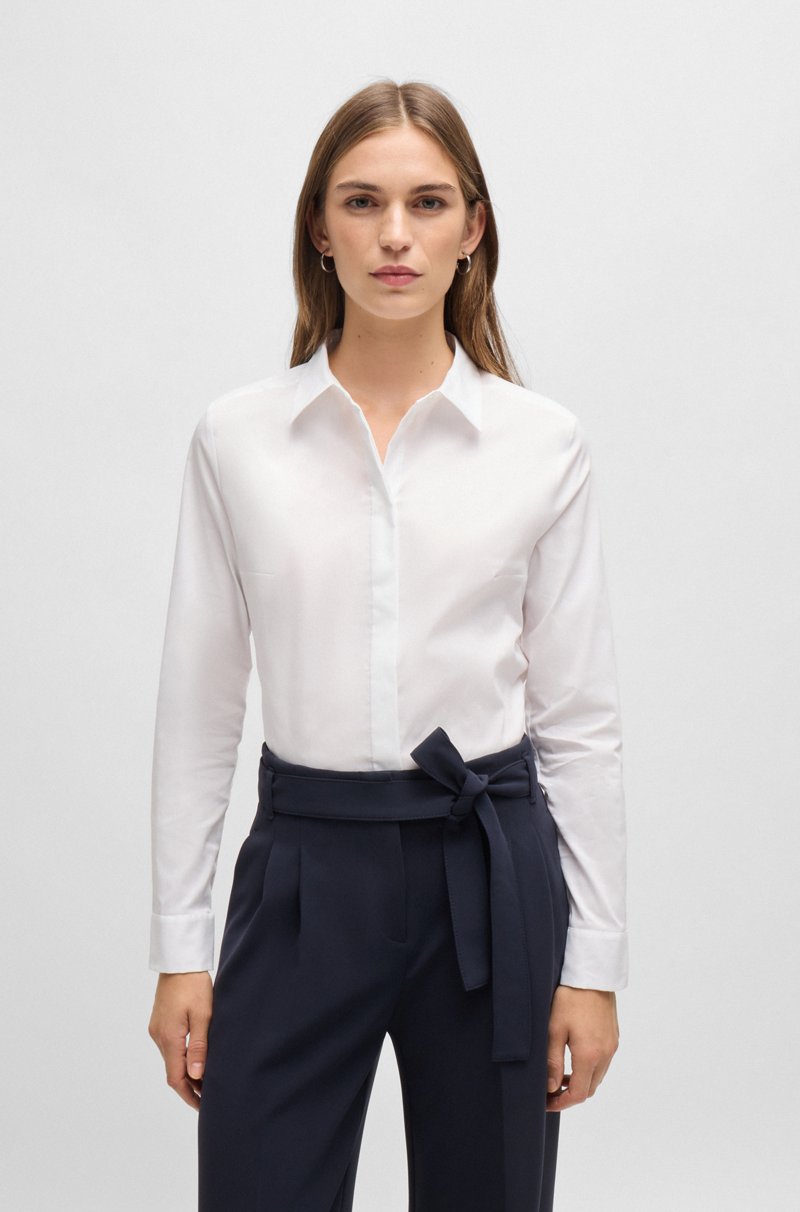 Hugo Boss Blusa slim fit en popelín de algodón