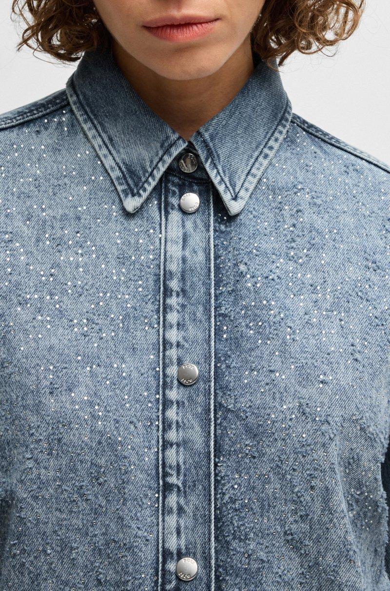Hugo Boss Blusa Vaquera Con Adornos De Cristal