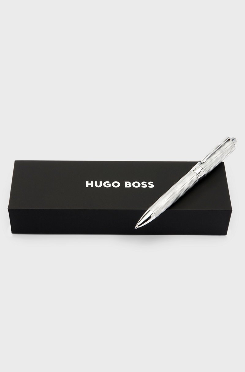 Hugo Boss Bolígrafo Plateado Con Motivo De Espiga